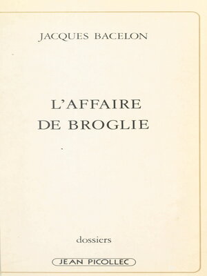 cover image of L'affaire de Broglie